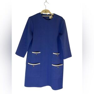 Tuckernuck Blue Midi Dress with Black and White Accents
